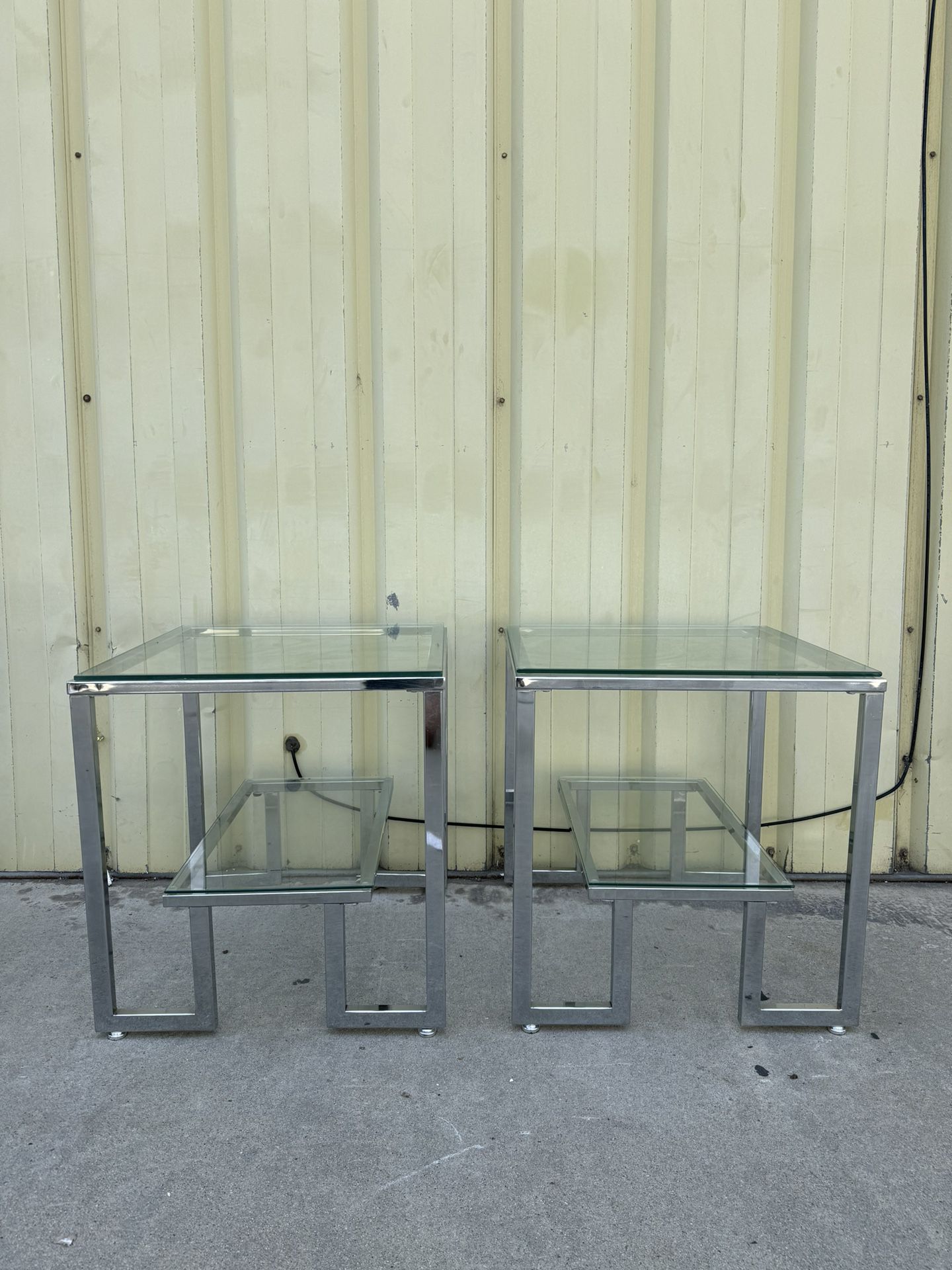 Chrome And Glass End Tables