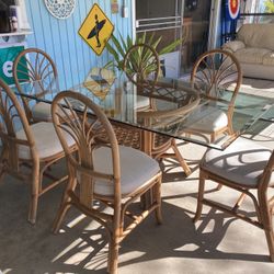 Vintage Bamboo & Rattan Dining Set 