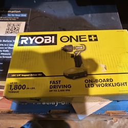Ryobi Impact Tool W/Battery/ Charger And  On Board  LED WORKLIGHT