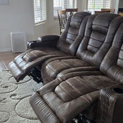 Brown recliner chairs and couch sets