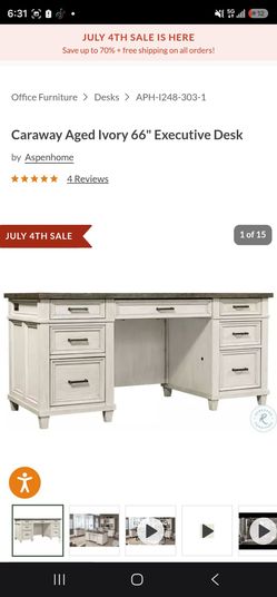Aged Ivory 66" Executive Desk