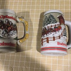 2 Budweiser Clydesdales Steins From Early 80’s