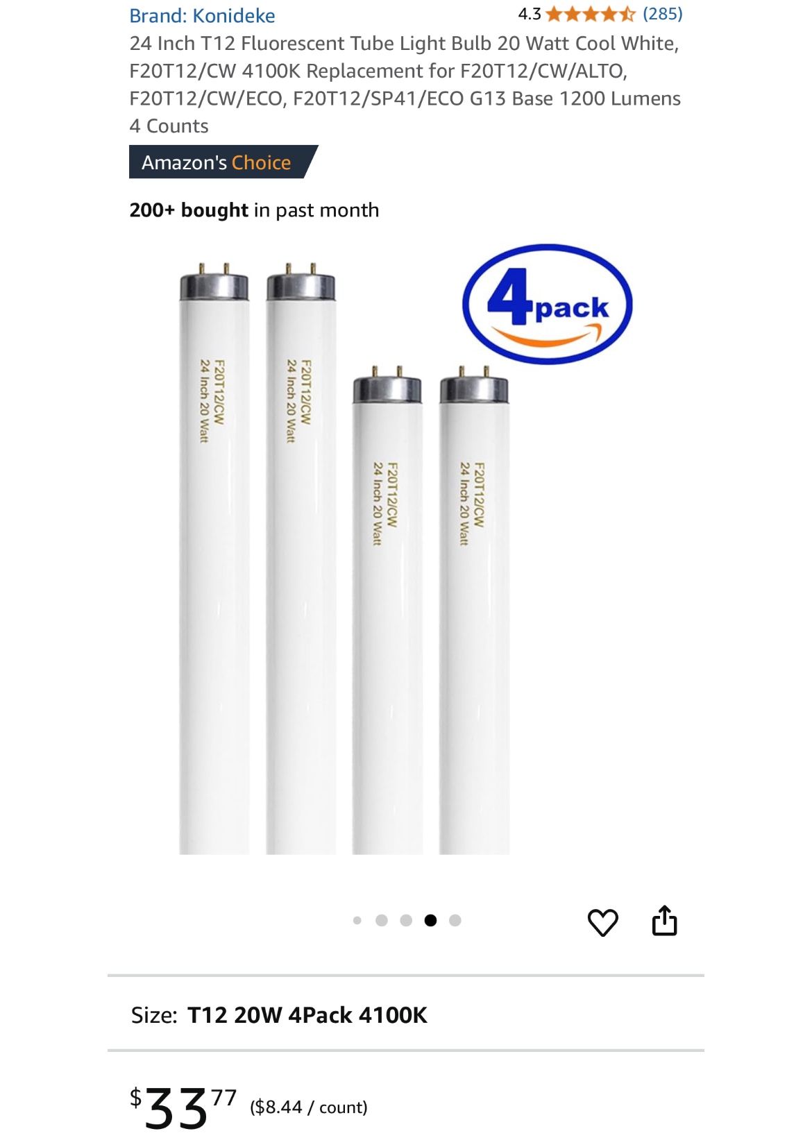 24 Inch T12 Fluorescent Tube Light Bulb 20 Watt Cool White