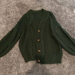 Green knitted over sized cardigan