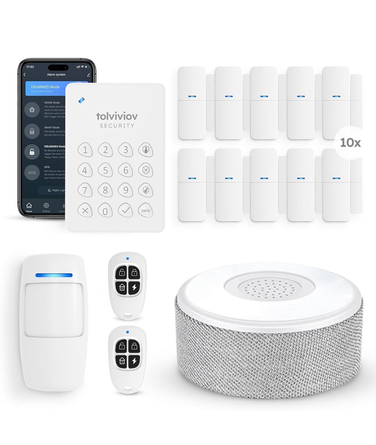 Alarm System for Home Security, Door Alarm Systems, App Alerts, 15Piece Kit, No Monthly fee, WiFi Alarm, Door Window Motion Sensor, for Home Security