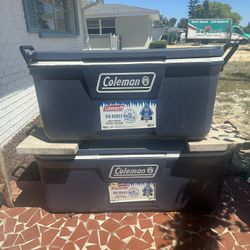 COLEMAN LARGE AND MEDIUM COOLERS 