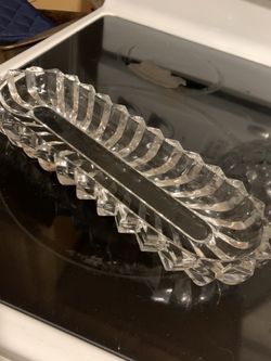 Long heavy crystal dish
