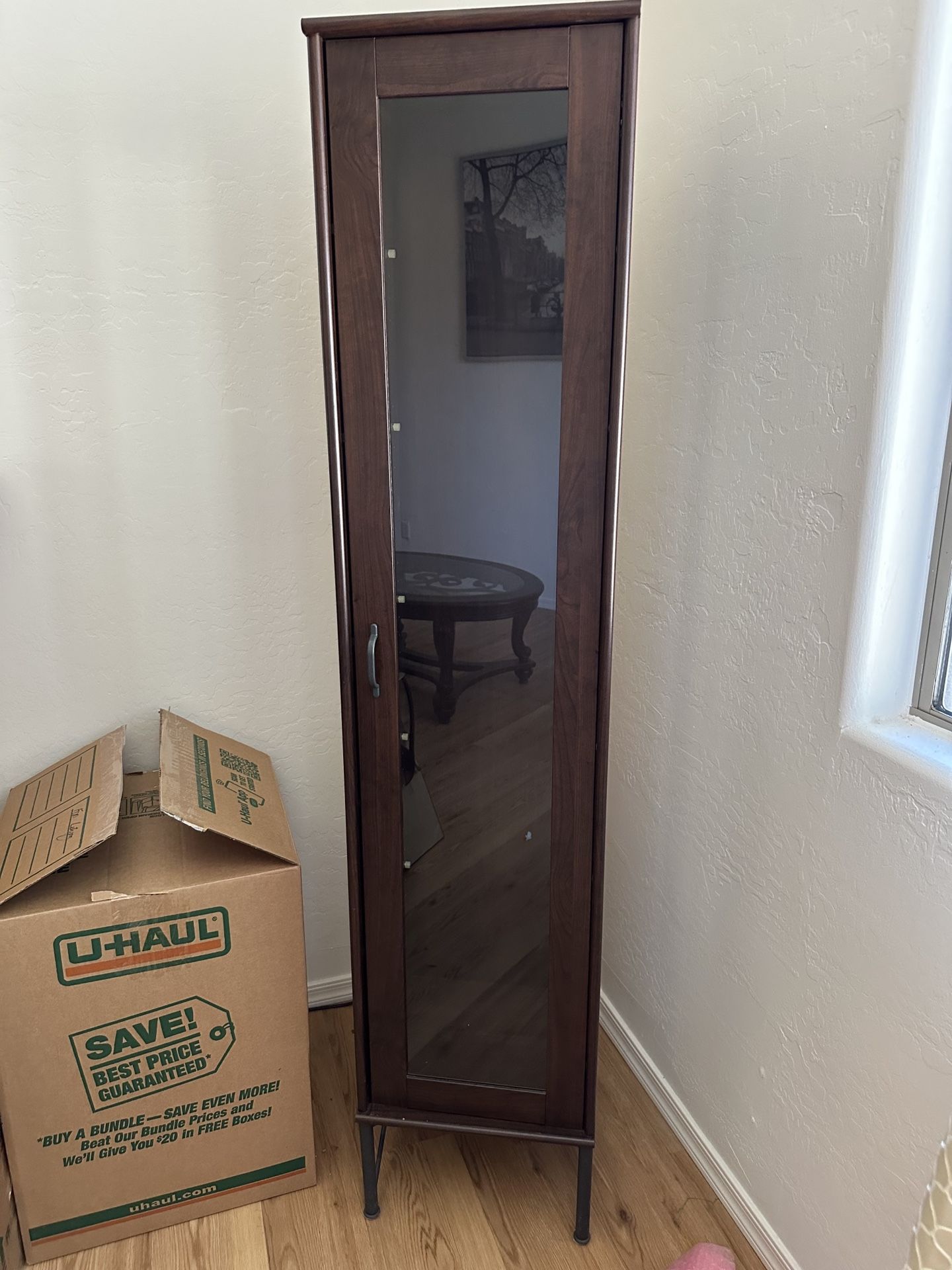 Tall Slim Glass Cabinet