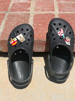 Kids black crocs size 13 with charms