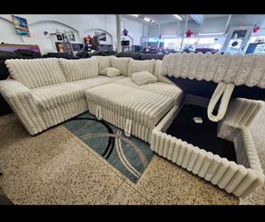 White Fabric Sectional Sofa