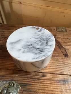 White Marble Salt Box with Swivel Top