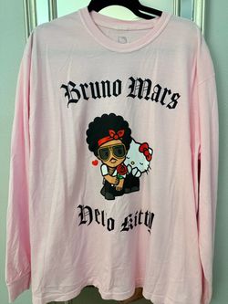 NEW Bruno Mars X Hello Kitty Official Pink Shirt