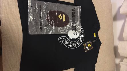 Black chrome heart bape shirt