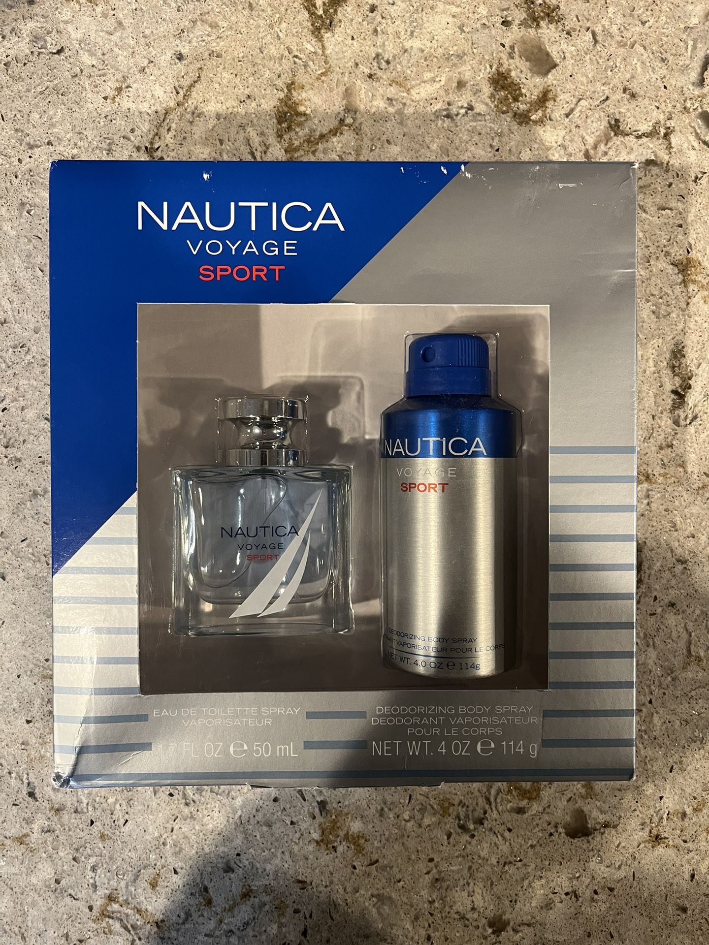 Nautica Voyage Sport Eau De Toilette & 4 oz. Deodorant Body Spray, Gift Set for Men - Brand New - Fair Box 