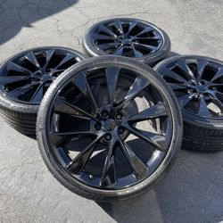21” Tesla Twin turbine Tesla model s factory Oem wheels gloss black rims new 2012-2025 continental tires