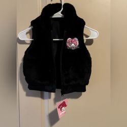 My Melody Kids Girls Faux Fur Black Vest