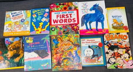 $5 for 10 Books - Everything together for $5 Kids books Age category 3 - 10 Used but in good condition  P
