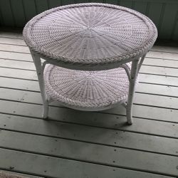 White Wicker Table