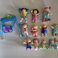 Vintage Cabbage Patch Kids PVC Mini-Figures And Swing (1984)  Lot Of  12