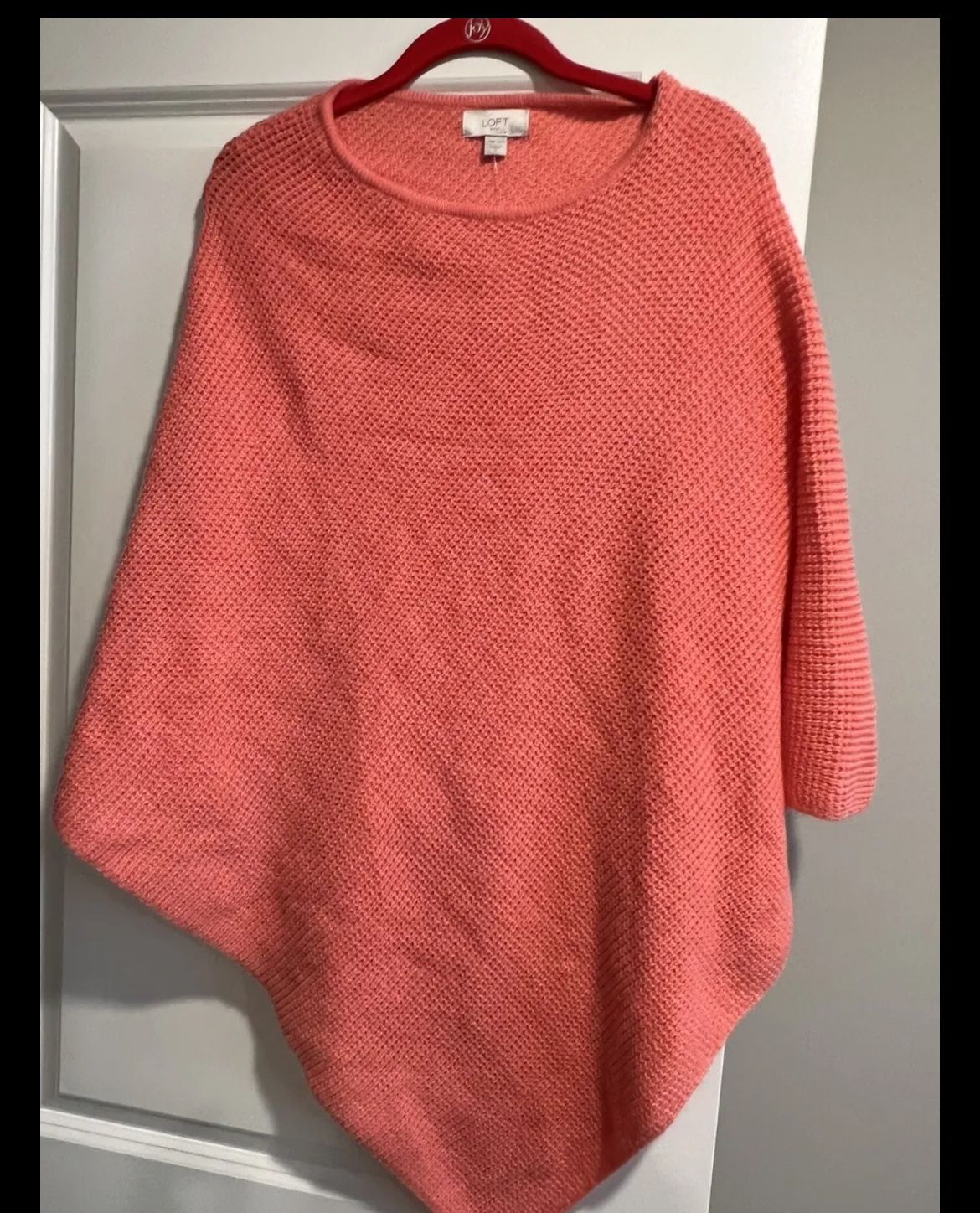 Ann Taylor LOFT Outlet Poncho Sweater Top - CORAL; 1 Size. NWT