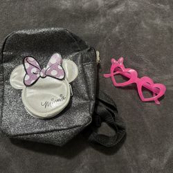 kids minnie mouse mini backpack & glasses
