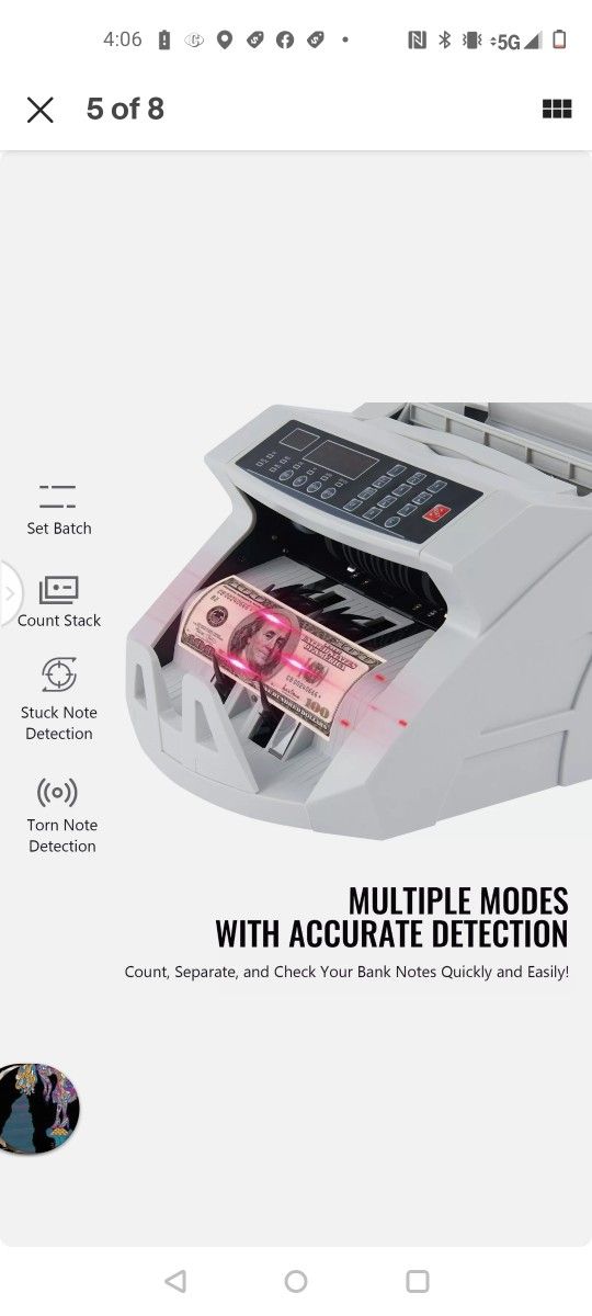 Money Bill Counter Machine Cash Counting Counterfeit Detector UV MG Bank Checker