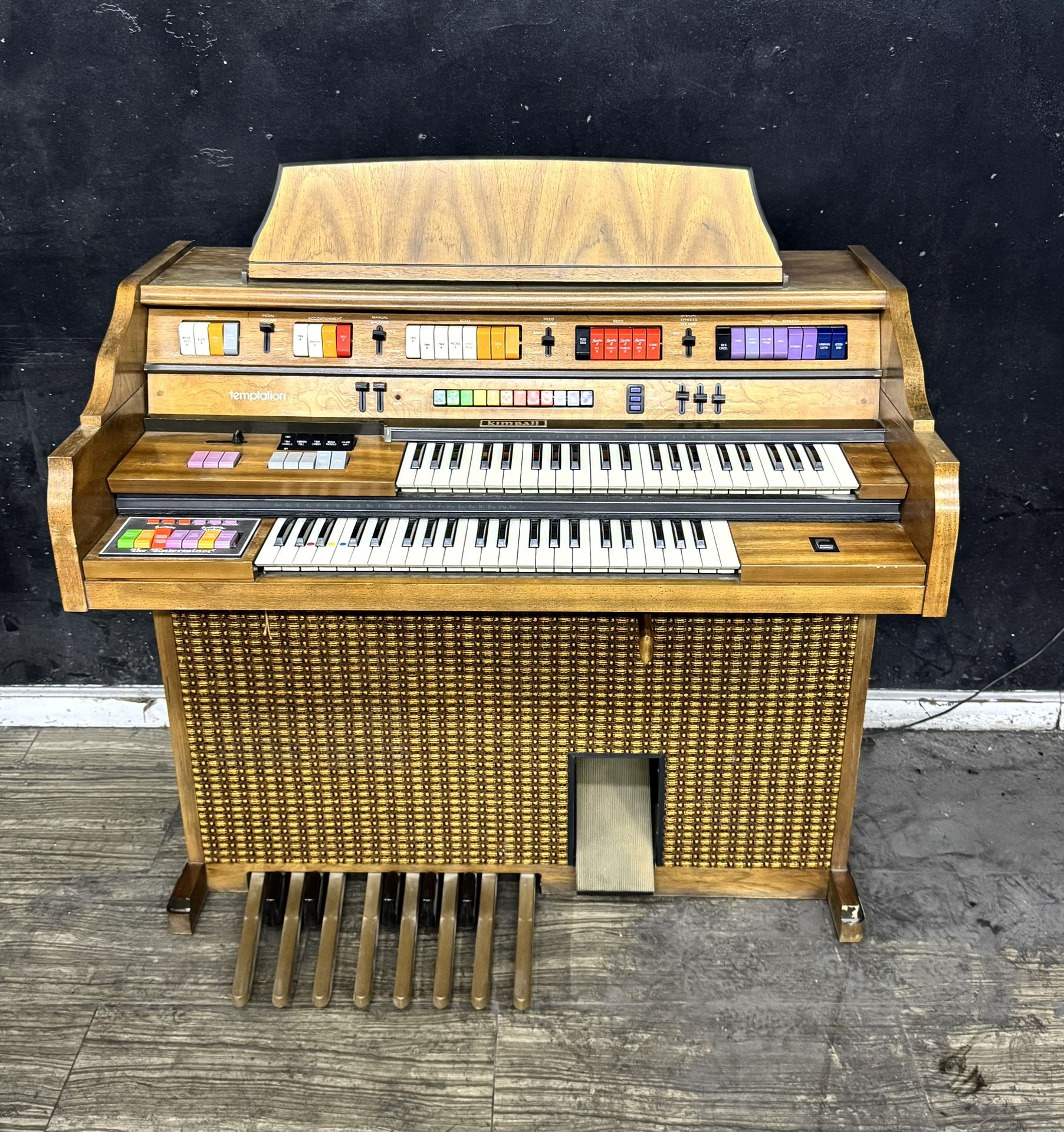 Antique Kimball piano organ with chairs
