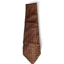 Men's Necktie Red and Gold Geometric Pattern