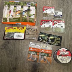 Fishing Gear Lot — Lures, Hooks, Weights & Line