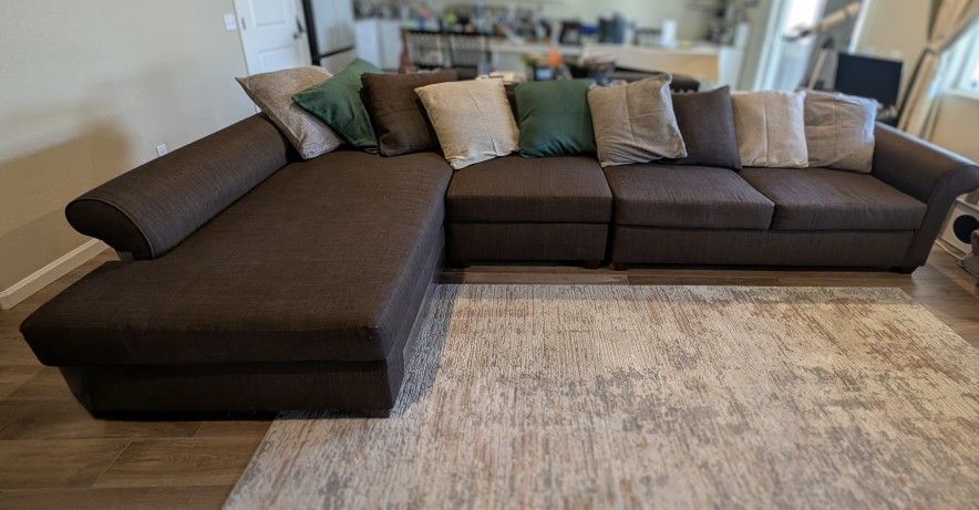 Brown Sectional chaise Couch Sofa