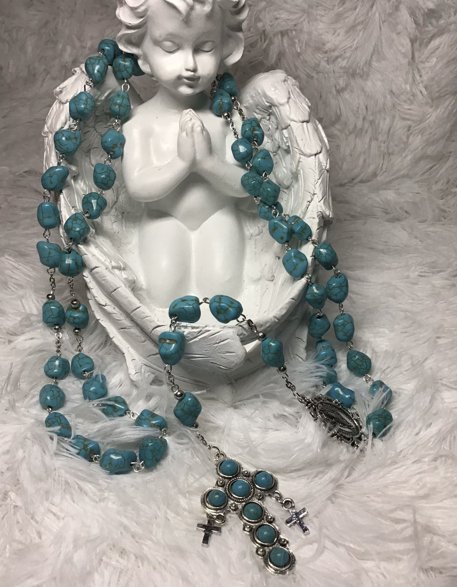 Gorgeous Turquoise Stone Rosary With Incredible Cross