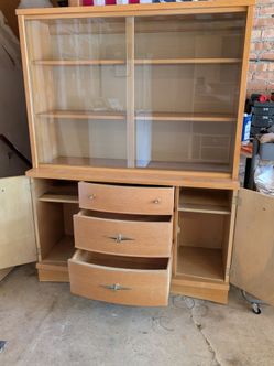 Hutch Cabinet with Glass Doors