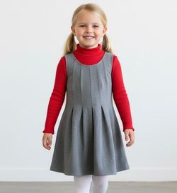 Monteau Gray Jumper Girls size LARGE Fit & Flair Skater Dress Pleated