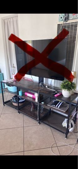 Industrial TV Stand with Open Shelves