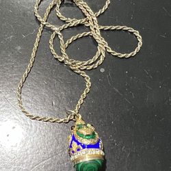 BEAUTIFUL STERLING SILVER FABERGE EGG PENDANT AND NECKLACE SIZE 20 