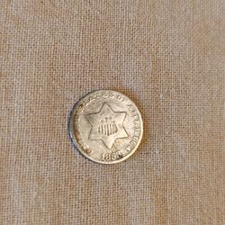 1853 Silver Trime Coin. 