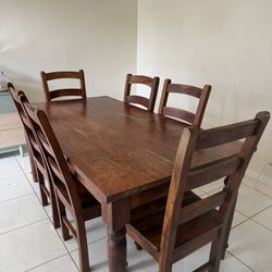 Reclaimed Rustic Hardwood Farmhouse Table & Chair Set