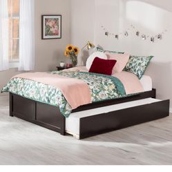 AFI Concord Queen Size Platform Bed With Foot Board And Twin XL Trundle In Espresso