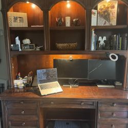 Hooker Furniture Solid Wood Hutch & Electric Desk