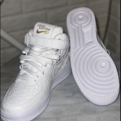White Louis Vuitton Nike Air Forces 