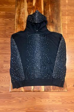 Verselli Men's Black Pullover Hoodie with Silver Stud Detailing