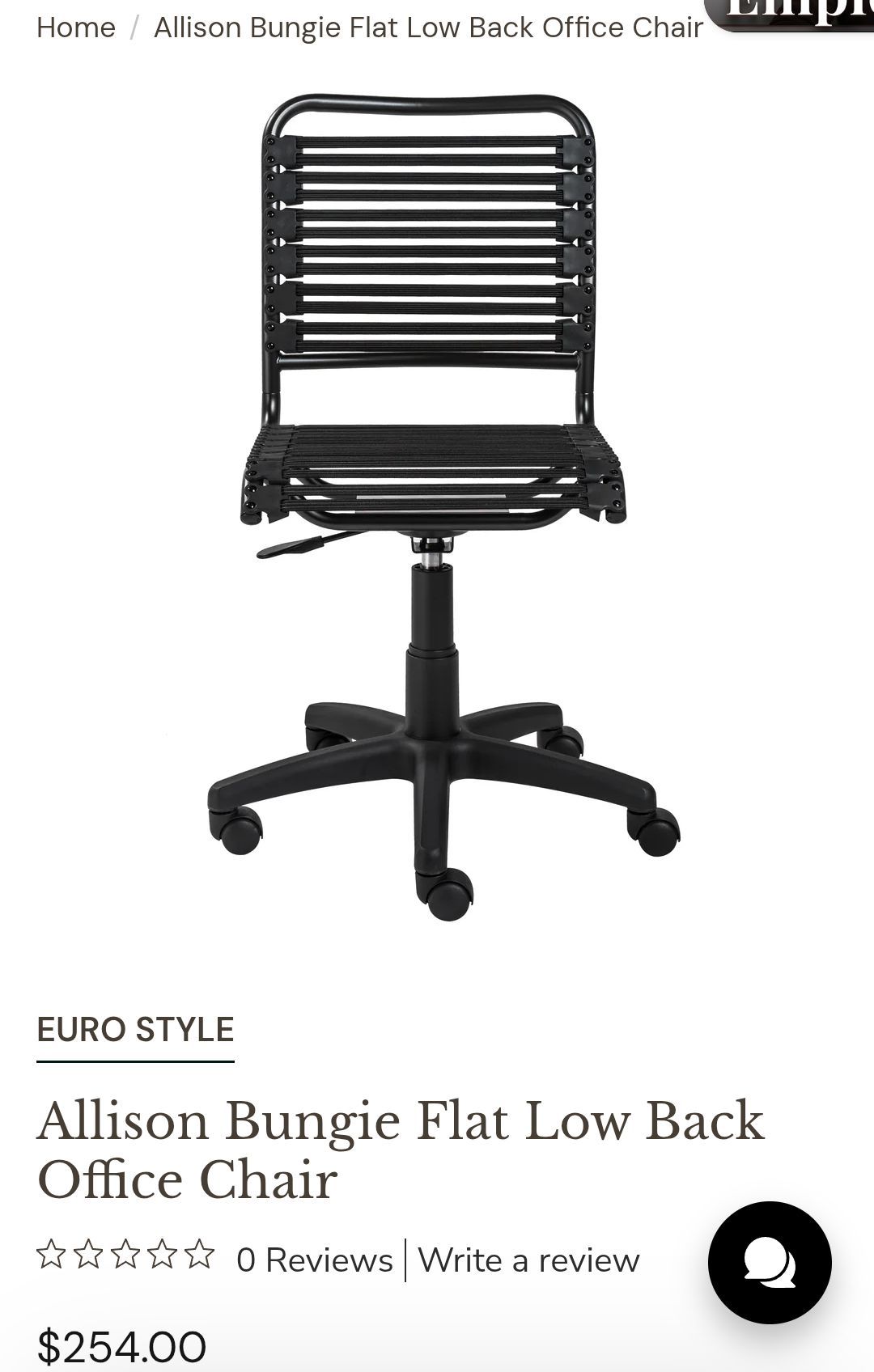 Office Chair: EURO STYLE Allison Bungie Flat Low Back $300 Value