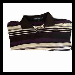 Polo Golf Ralph Lauren Pima Cotton Shirt Size M  Black/purple Stripes