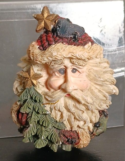 Vtg Boyds Bears Santa Clause Holiday Christmas Tree Resin Brooch Pin Jewelry