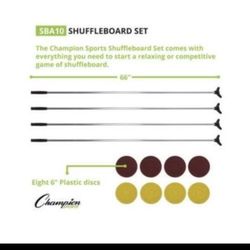 Aluminum Cue Shuffleboard Set, 4 66" Cues, 8 Discs Champion Sports NEW