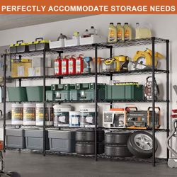 5 Tier Storage Shelves 88.5''W Wire Shelving Unit with Shelf Heavy Duty Metal Shelves for Storage Adjustable Garage Shelving Rack Pantry Kitchen, 71" 