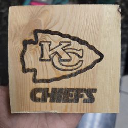 Kansas City Chiefs Laser Engraved Wood Slab