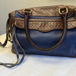 Rebecca Minkoff BagBrown Leather Trimmed Blue Textured Leather 