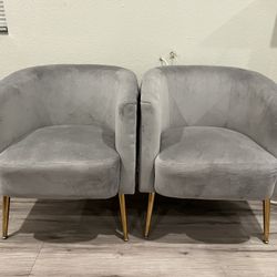 2 Haider Accent Barrel Chair, Beautiful Gray Velvet