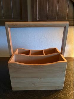 bamboo silverware wooden caddy